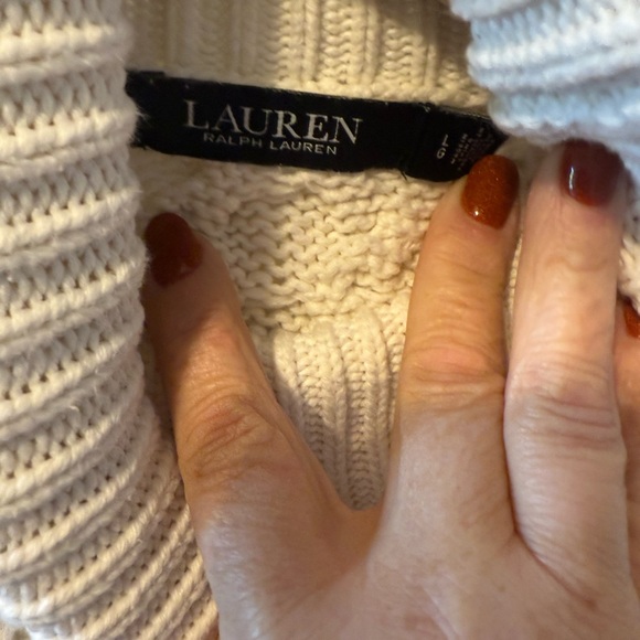 Ralph Lauren Black Label Cream Cable Knit Turtleneck Sweater EUC - Picture 3 of 7